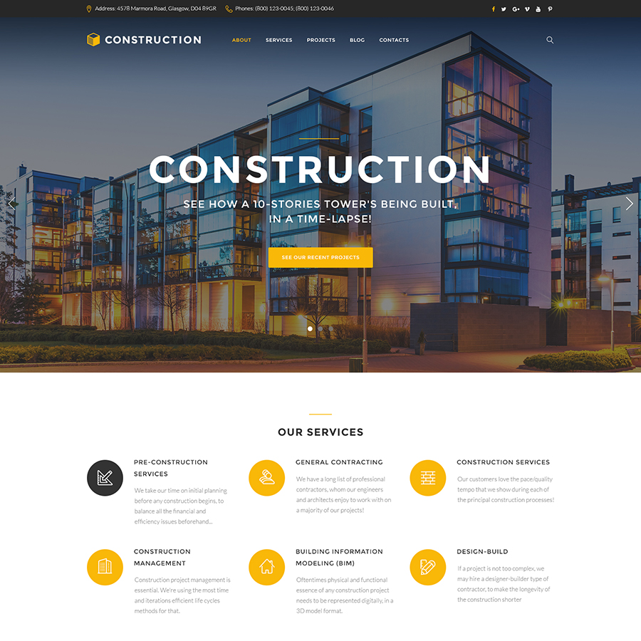 Construction - Construction Company Responsive Multipage Website Template