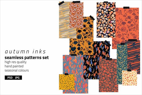 Autumn Inks Pattern Set