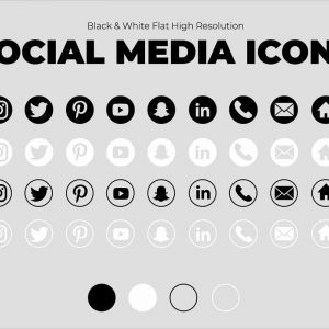 Black & White Social Media Icons