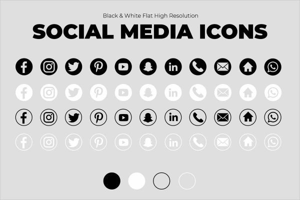 11 Black & White Social Media Icons