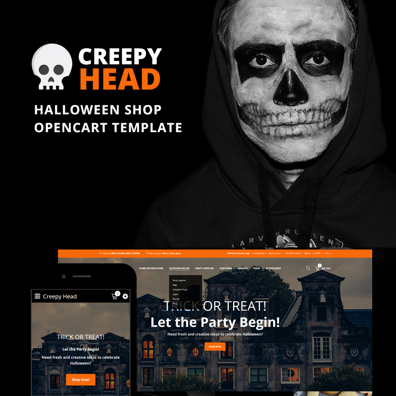 Creepy Head - Halloween Shop OpenCart Template