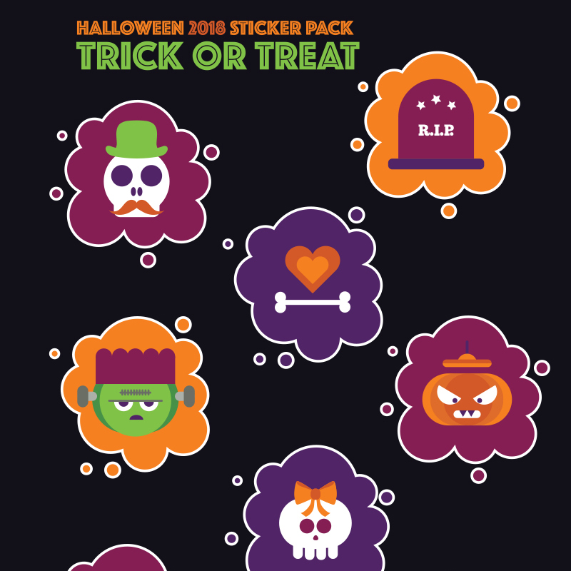 Halloween Stickers Pack: Trick or Treat Illustration