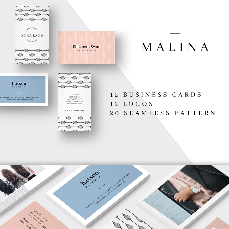 MALINA Business Cards + Logos + Patterns Corporate Identity Template