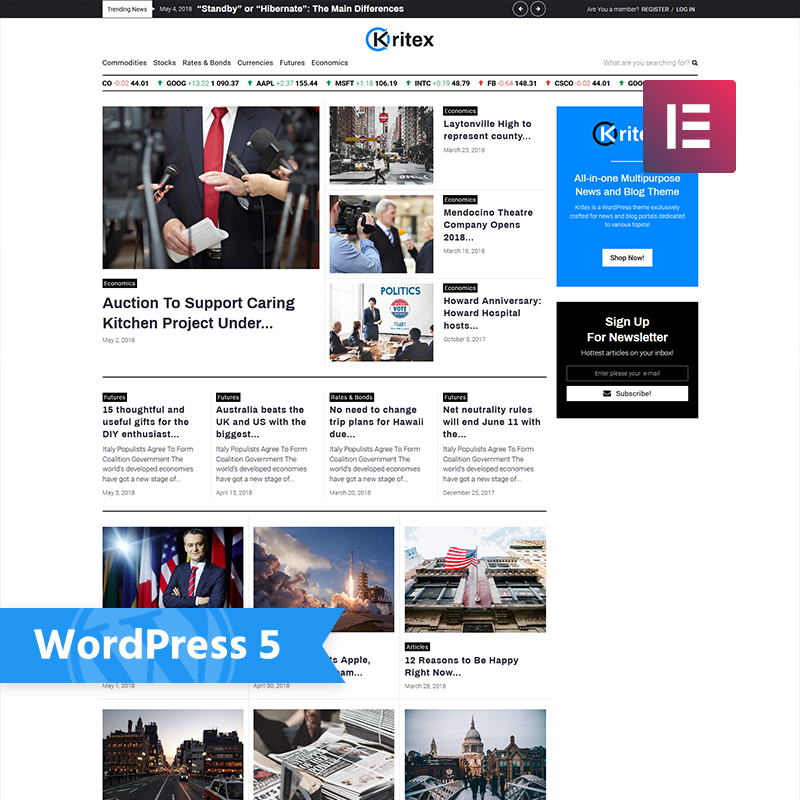 Kritex - Corporate News Blog Modern Elementor WordPress Theme