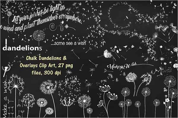 Chalk Dandelions Overlays Clip Art - Free Download