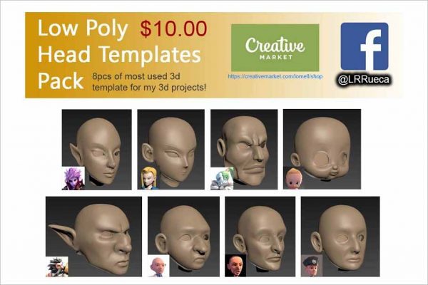 Low Poly Head Templates Pack