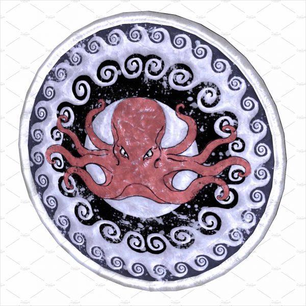 Octopus decorated shield