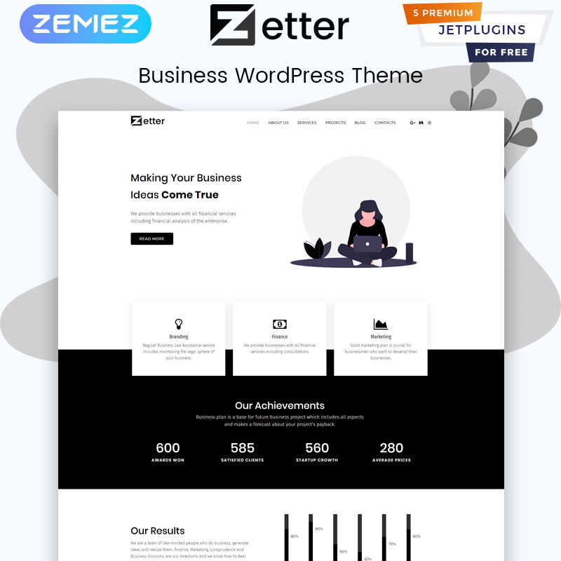 Zetter - Business Multipurpose Black&White Elementor WordPress Theme
