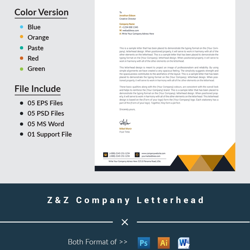 Z&Z Company Letterhead Corporate Identity Template