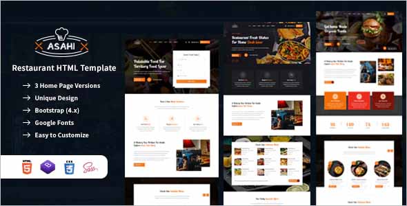 Asahi Restaurant HTML Template