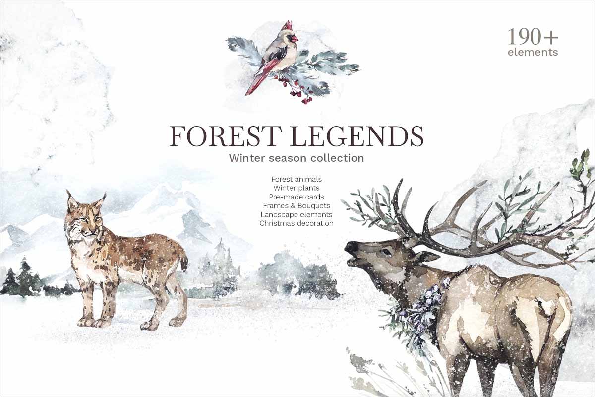 Forest Legends Winter animals set