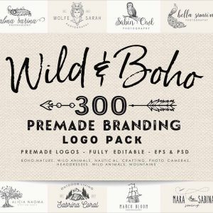 Wild and Boho Premade logo Bundle