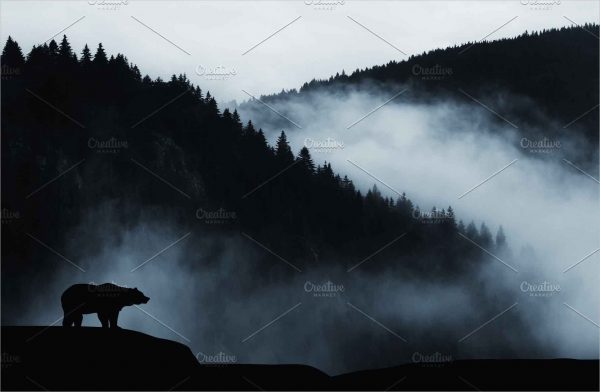 Dark Landscape with Bear