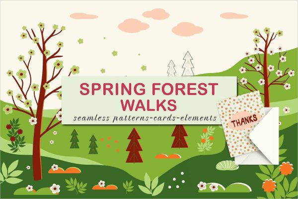 Spring forest walks Vector design