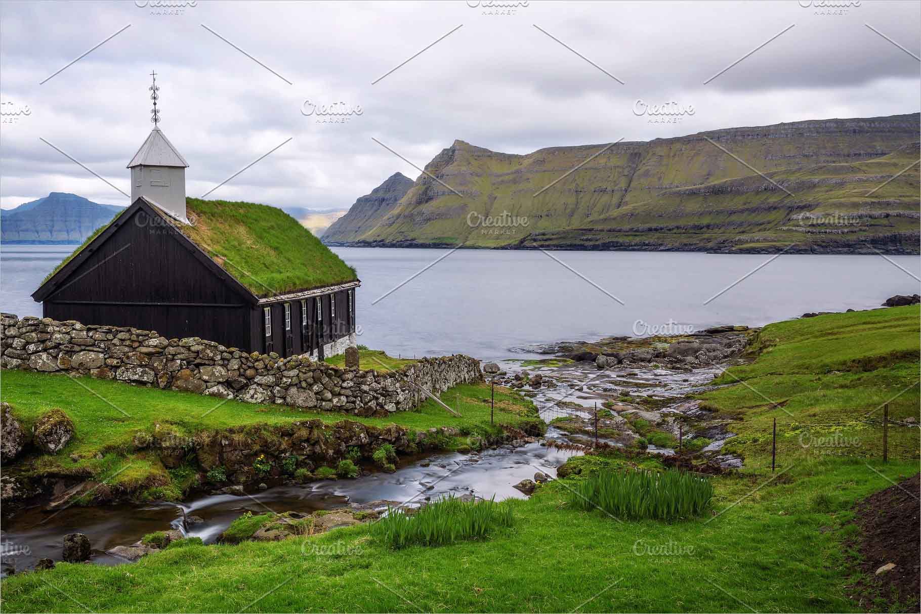 Wooden church on Faroe Islands